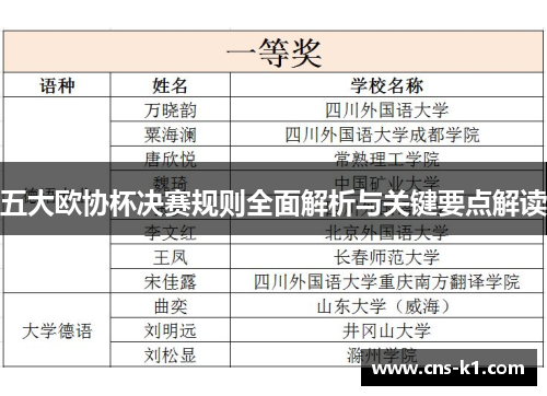 五大欧协杯决赛规则全面解析与关键要点解读